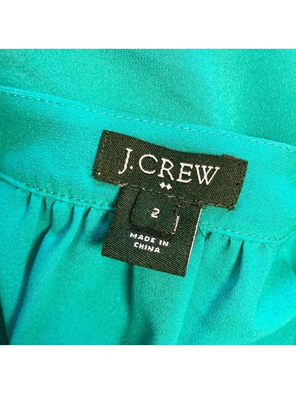 J.Crew Teal Green Ruffle Pleated Bib Blouse Long Sleeve Button Down Top 58160 2